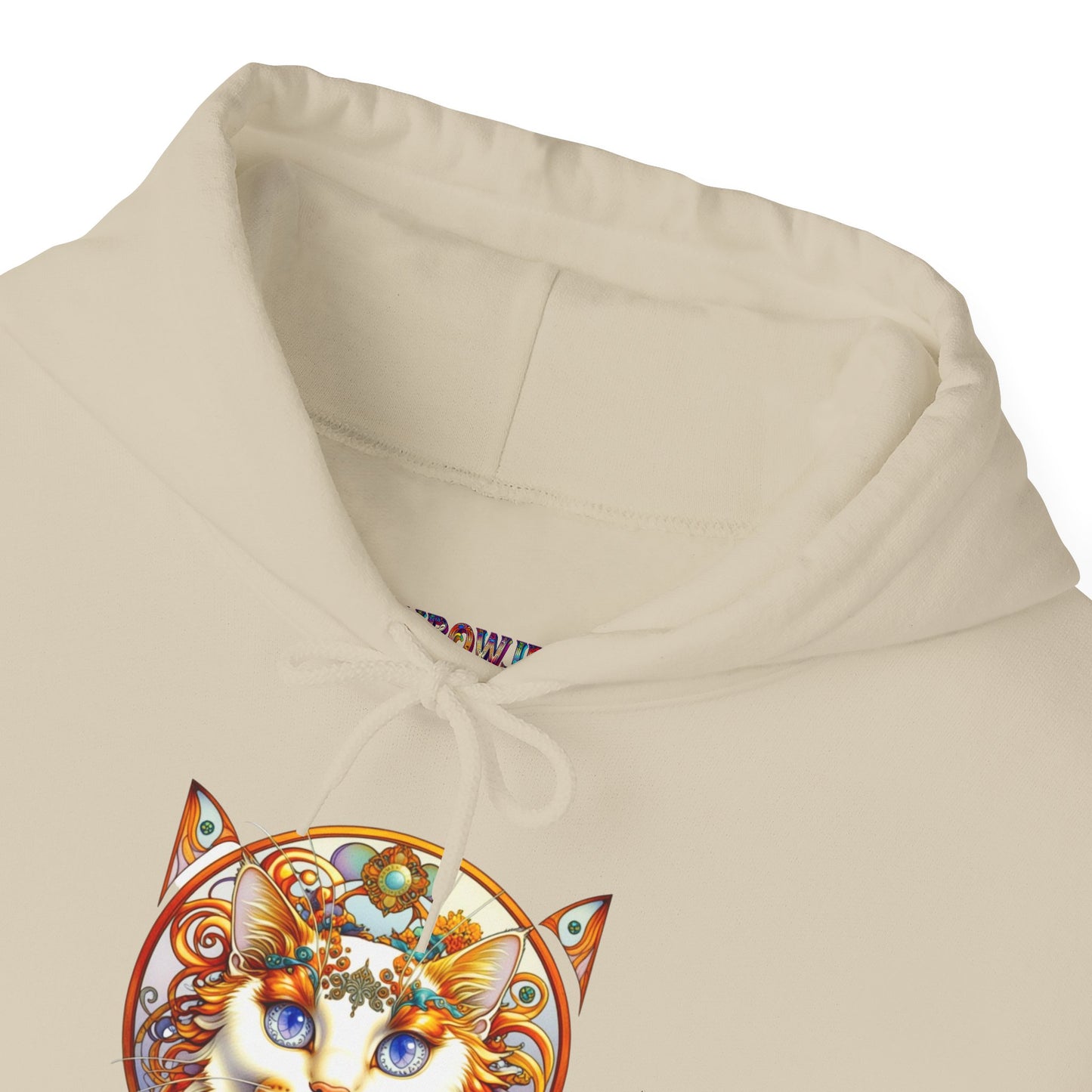 Whimsical Cat Hoodie, Cozy Animal Sweatshirt, Unique Gift for Cat Lovers, Warm Apparel for Any Occasion, Illustrated Cat Design