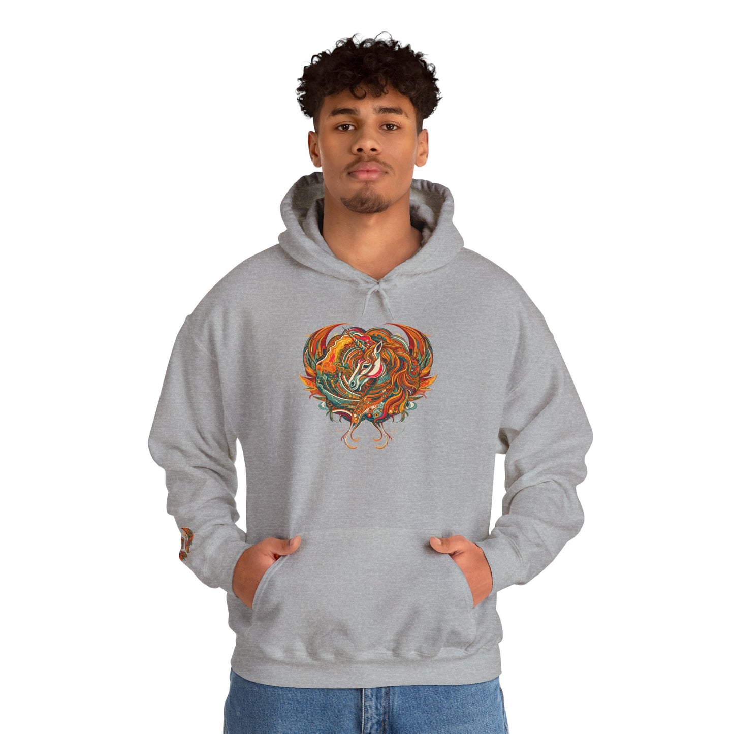 Colorful Heart Design Hooded Sweatshirt, Cozy Sweatshirt, Unisex Pullover, Gift for Him, Gift for Her, Casual Wear, Layering Essentials