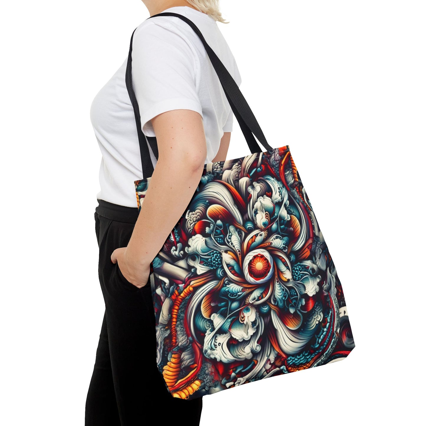 Artistic Tote Bag, Colorful Flower Design, Boho Style, Everyday Use, Eco-Friendly Gift, Travel Accessory