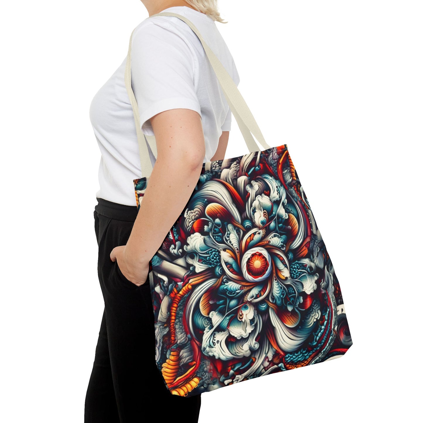 Artistic Tote Bag, Colorful Flower Design, Boho Style, Everyday Use, Eco-Friendly Gift, Travel Accessory
