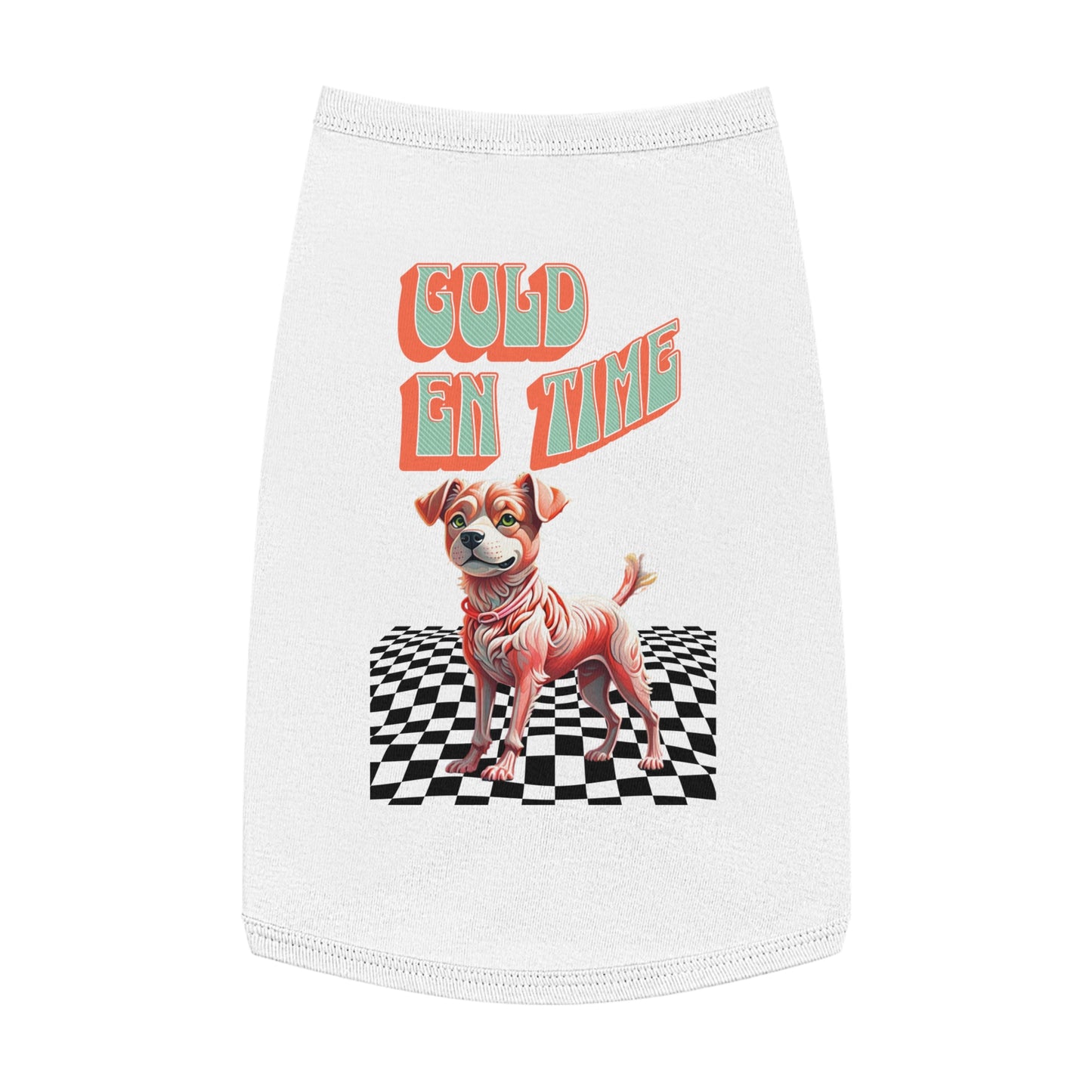 Playful Pet Tank Top - 'Gold en Time', Dog Summer Wear, Cute Pet Clothing, Dog Lover Gift, Fun Pet Apparel