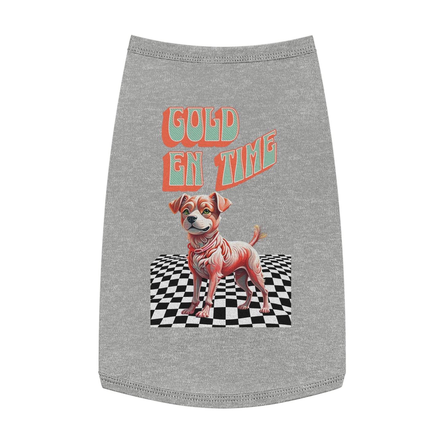 Playful Pet Tank Top - 'Gold en Time', Dog Summer Wear, Cute Pet Clothing, Dog Lover Gift, Fun Pet Apparel
