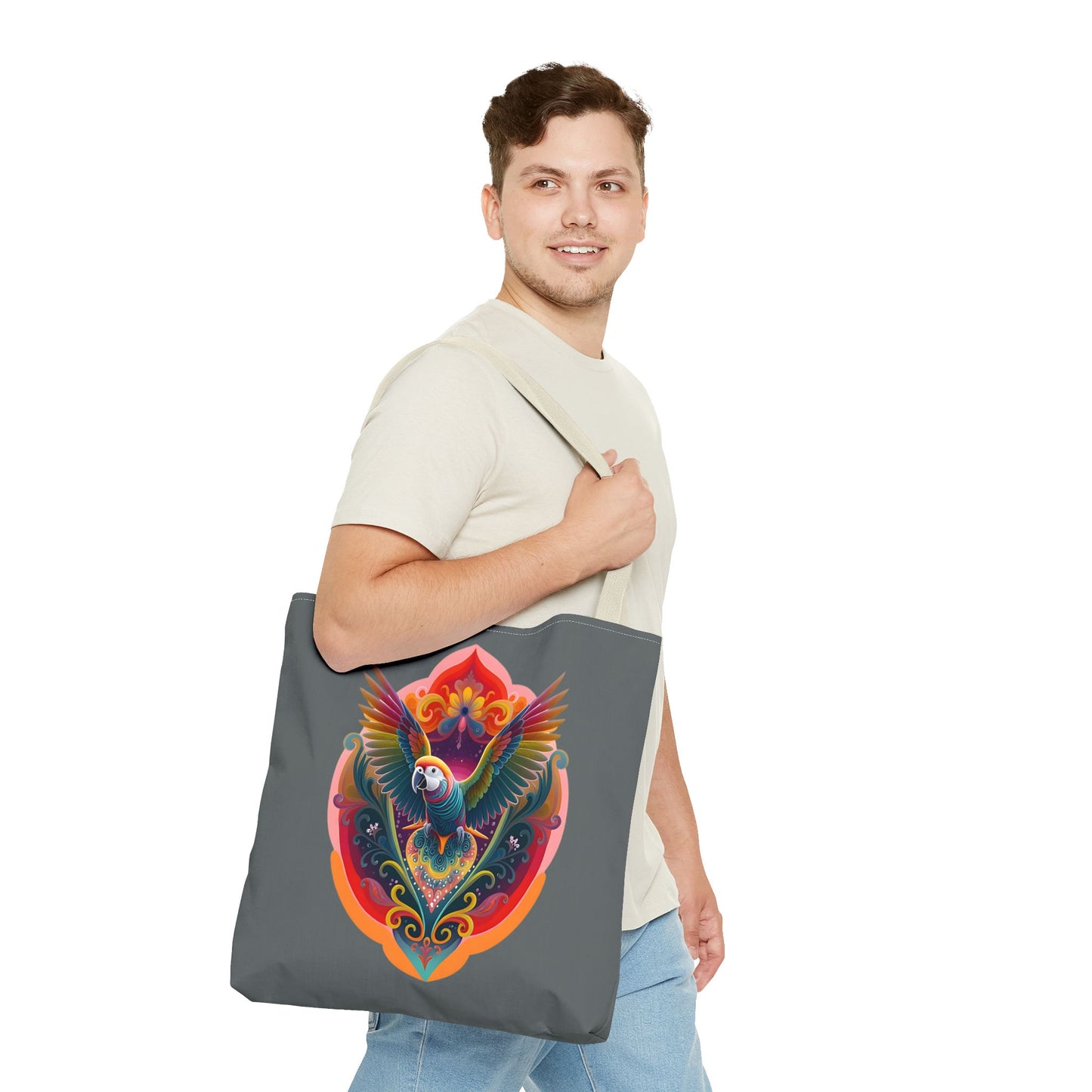 Colorful Parrot Tote Bag | Eco-Friendly Shopping Bag, Beach Tote, Art Print Bag, Gift for Bird Lovers, Fun Everyday Use