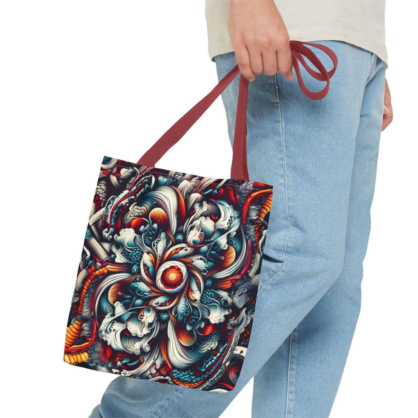 Artistic Tote Bag, Colorful Flower Design, Boho Style, Everyday Use, Eco-Friendly Gift, Travel Accessory