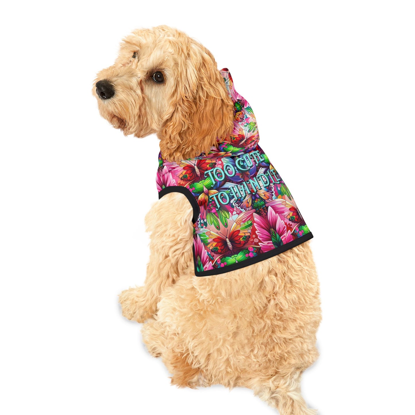 Vibrant Floral Pet Hoodie - Too Cute to Handle, Dog Apparel, Stylish Pet Clothing, Warm Hoodie for Pets, Unique Dog Gifts