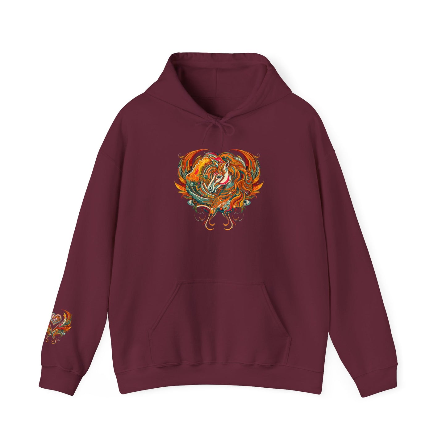 Colorful Heart Design Hooded Sweatshirt, Cozy Sweatshirt, Unisex Pullover, Gift for Him, Gift for Her, Casual Wear, Layering Essentials