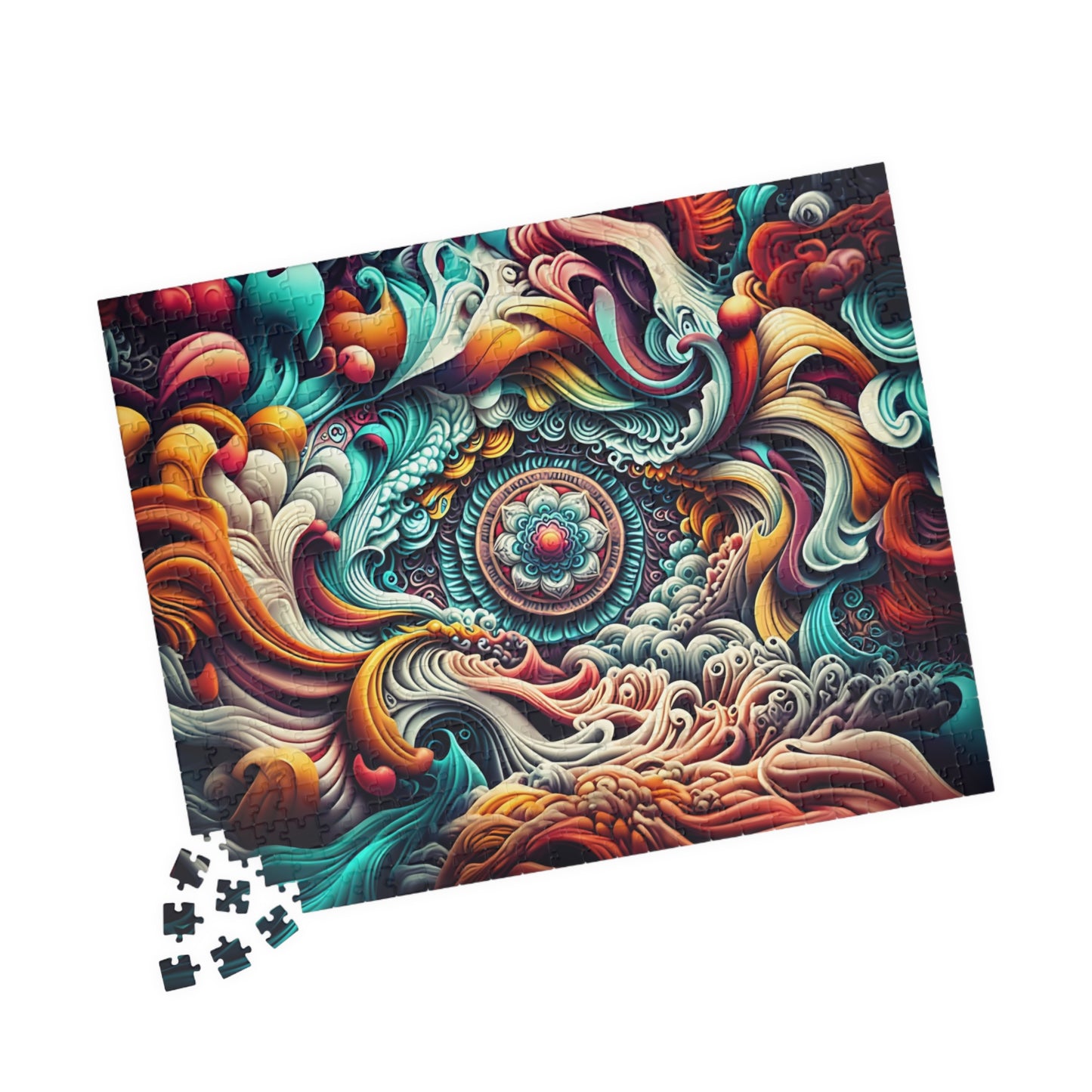 Ocean Waves Puzzle, Mandala Art Puzzle, Relaxing Home Decor, Mindful Gift, Family Activity, Puzzle for All Ages, 1014-piece Puzzle