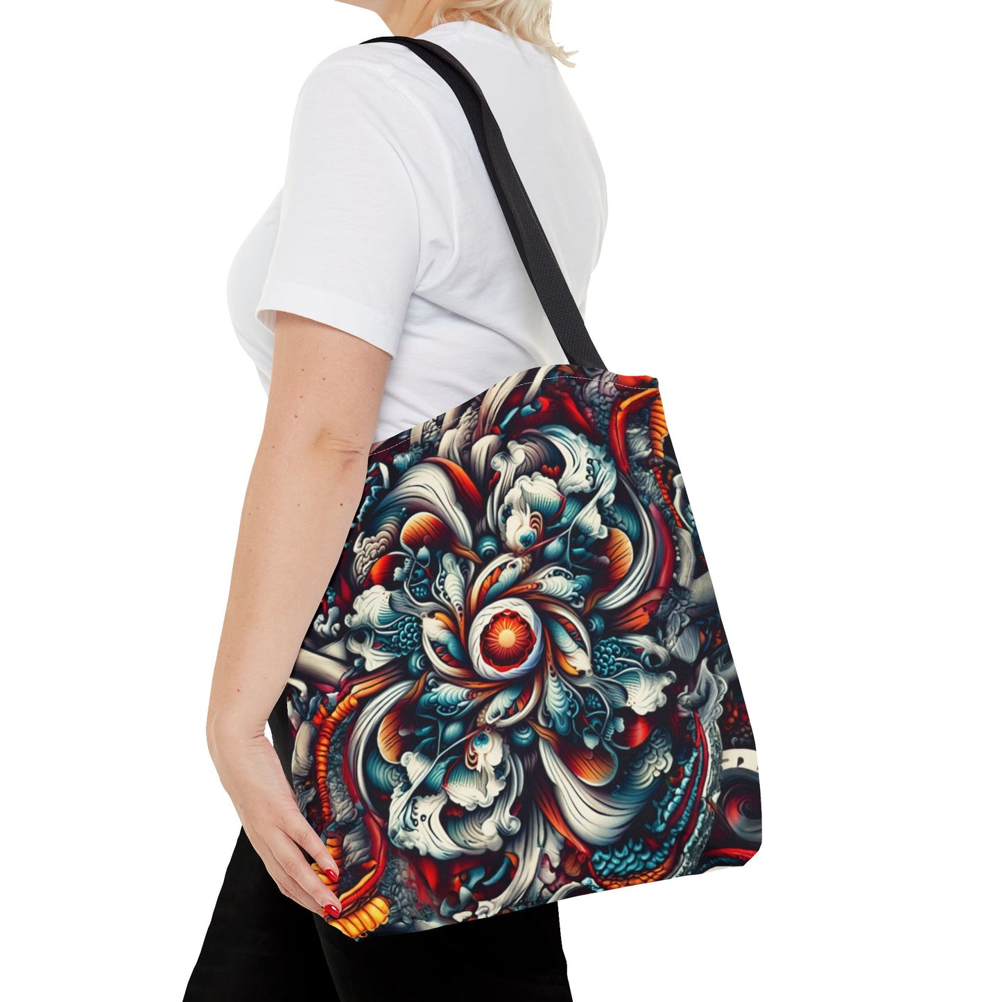 Artistic Tote Bag, Colorful Flower Design, Boho Style, Everyday Use, Eco-Friendly Gift, Travel Accessory