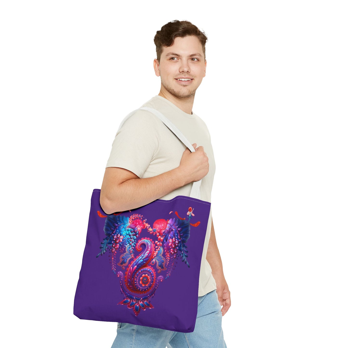 Vibrant Bohemian Tote Bag, Colorful Shopping Bag, Artistic Beach Tote, Eco-Friendly Canvas Bag, Gifts for Art Lovers, Festival Essential