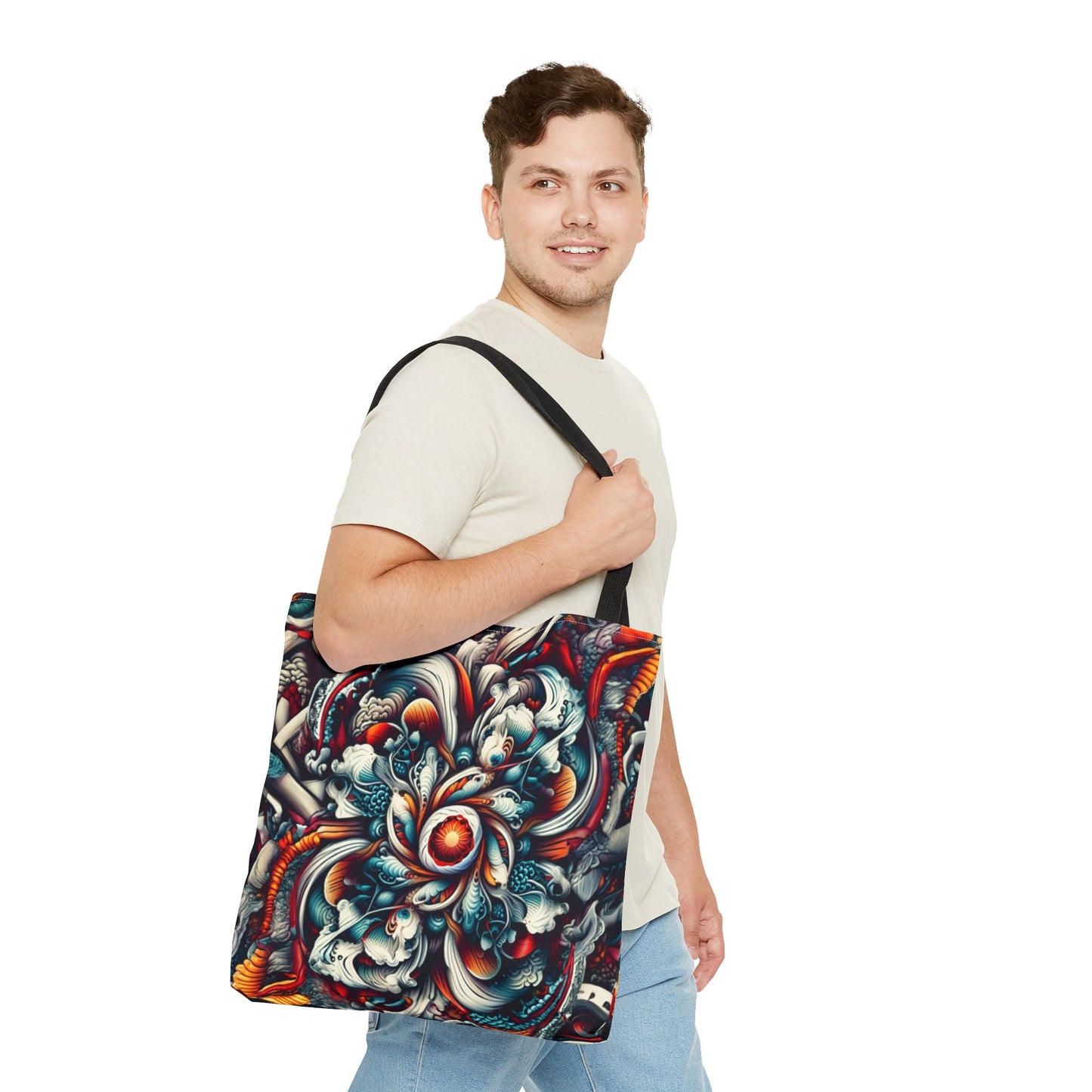 Artistic Tote Bag, Colorful Flower Design, Boho Style, Everyday Use, Eco-Friendly Gift, Travel Accessory