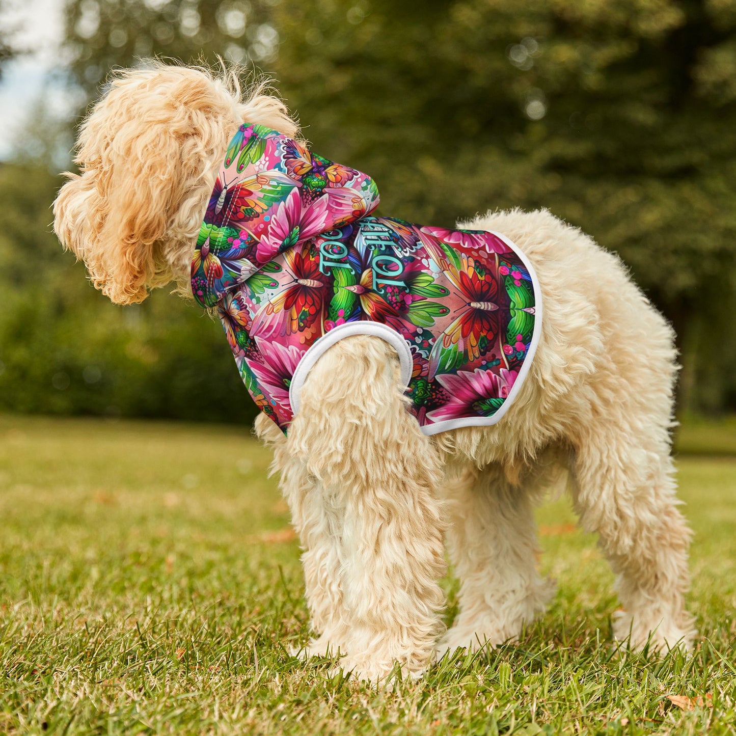 Vibrant Floral Pet Hoodie - Too Cute to Handle, Dog Apparel, Stylish Pet Clothing, Warm Hoodie for Pets, Unique Dog Gifts