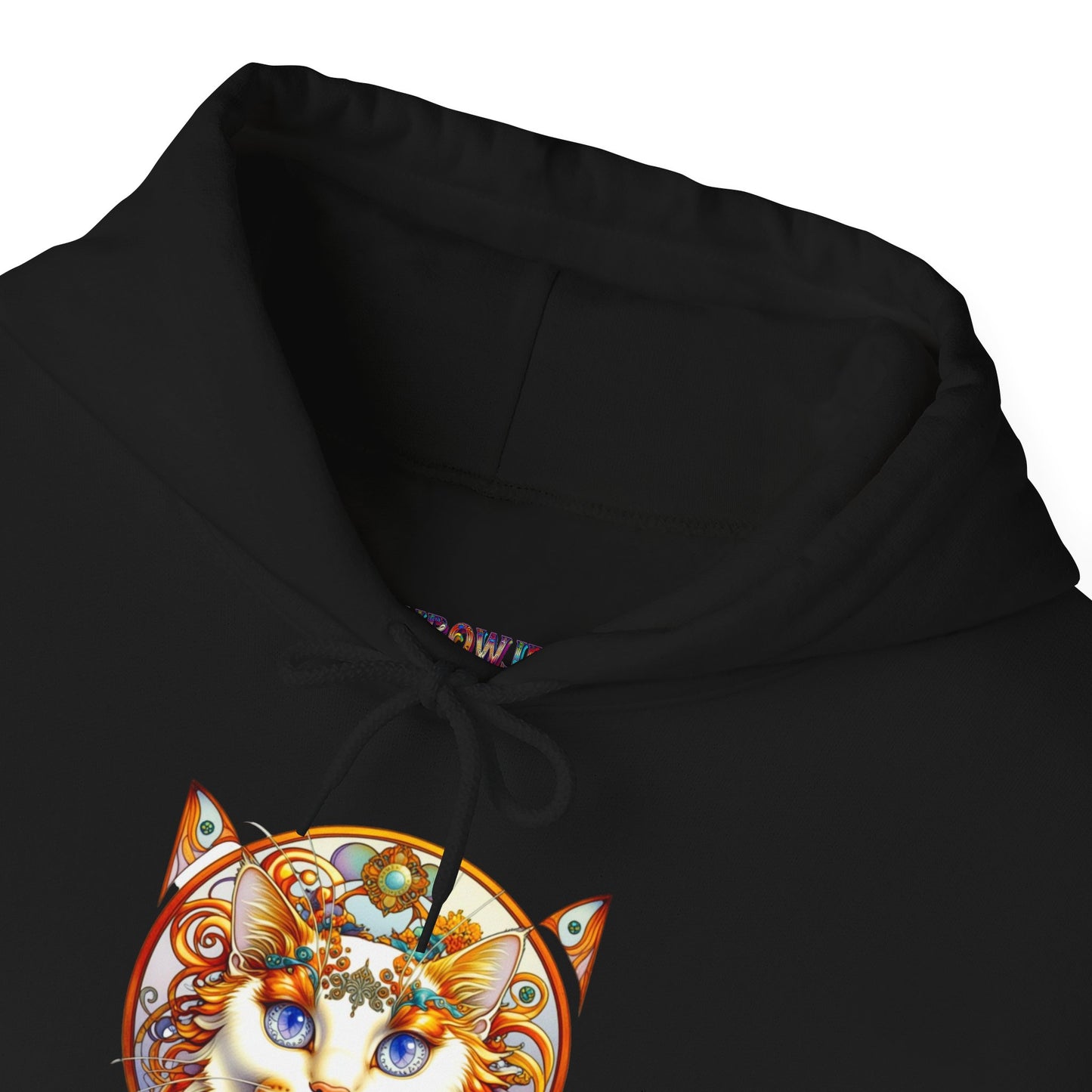 Whimsical Cat Hoodie, Cozy Animal Sweatshirt, Unique Gift for Cat Lovers, Warm Apparel for Any Occasion, Illustrated Cat Design