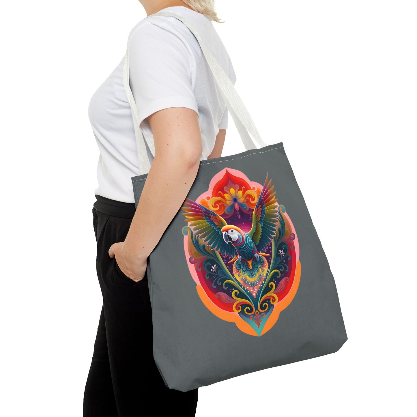 Colorful Parrot Tote Bag | Eco-Friendly Shopping Bag, Beach Tote, Art Print Bag, Gift for Bird Lovers, Fun Everyday Use