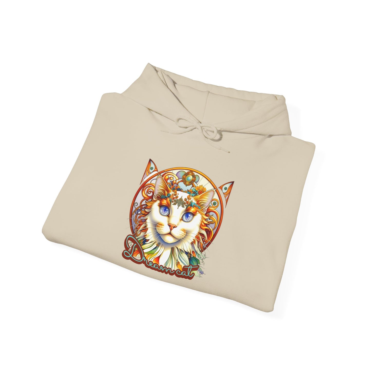 Whimsical Cat Hoodie, Cozy Animal Sweatshirt, Unique Gift for Cat Lovers, Warm Apparel for Any Occasion, Illustrated Cat Design