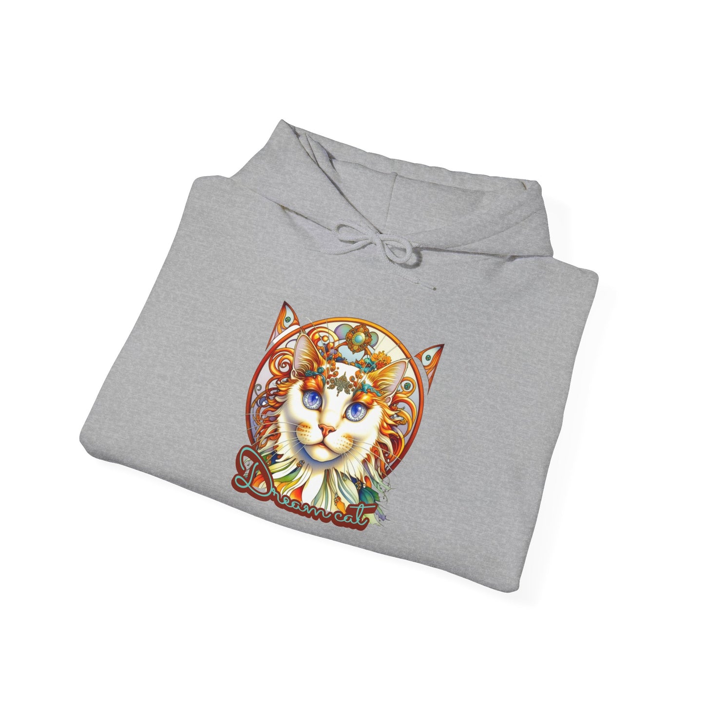 Whimsical Cat Hoodie, Cozy Animal Sweatshirt, Unique Gift for Cat Lovers, Warm Apparel for Any Occasion, Illustrated Cat Design