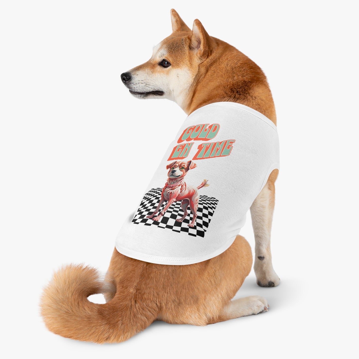 Playful Pet Tank Top - 'Gold en Time', Dog Summer Wear, Cute Pet Clothing, Dog Lover Gift, Fun Pet Apparel