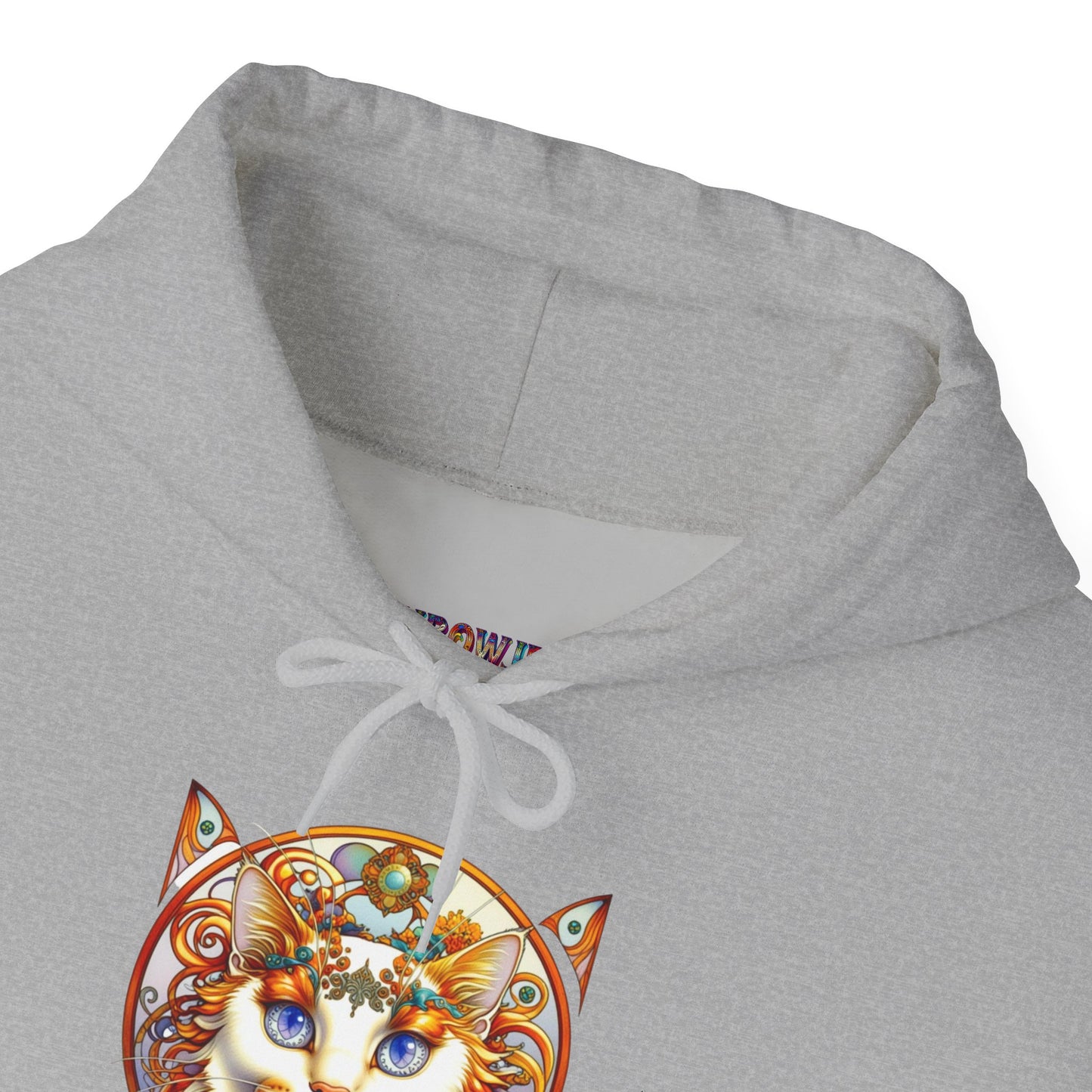 Whimsical Cat Hoodie, Cozy Animal Sweatshirt, Unique Gift for Cat Lovers, Warm Apparel for Any Occasion, Illustrated Cat Design