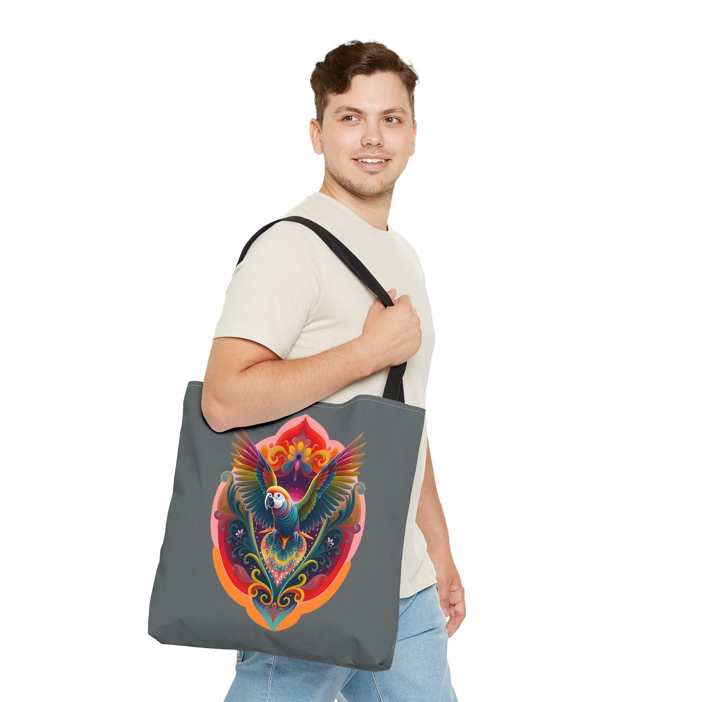 Colorful Parrot Tote Bag | Eco-Friendly Shopping Bag, Beach Tote, Art Print Bag, Gift for Bird Lovers, Fun Everyday Use