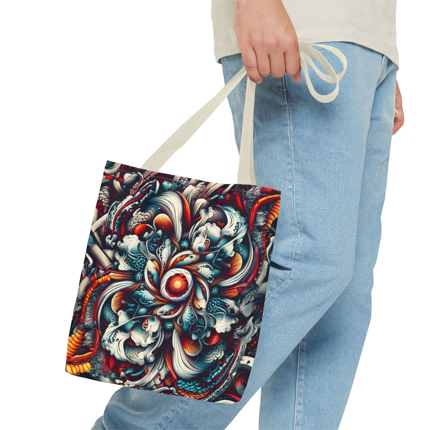 Artistic Tote Bag, Colorful Flower Design, Boho Style, Everyday Use, Eco-Friendly Gift, Travel Accessory