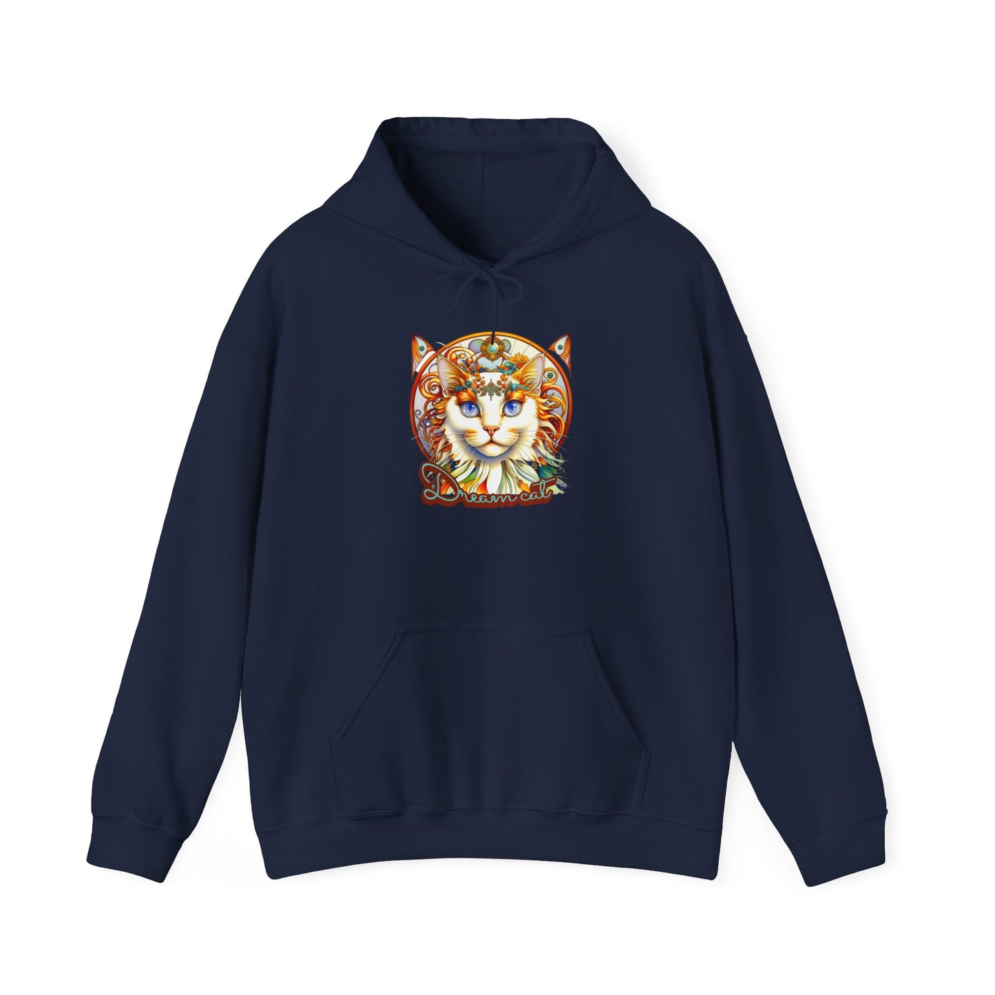 Whimsical Cat Hoodie, Cozy Animal Sweatshirt, Unique Gift for Cat Lovers, Warm Apparel for Any Occasion, Illustrated Cat Design
