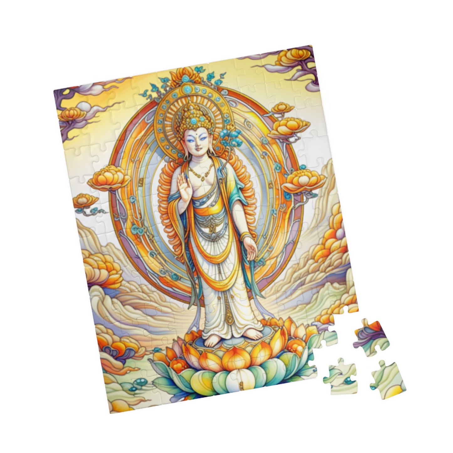 Serene Bodhisattva Puzzle - Meditation Decor, Mindfulness Gift, Buddhist Art, Relaxation Activity, Family Game