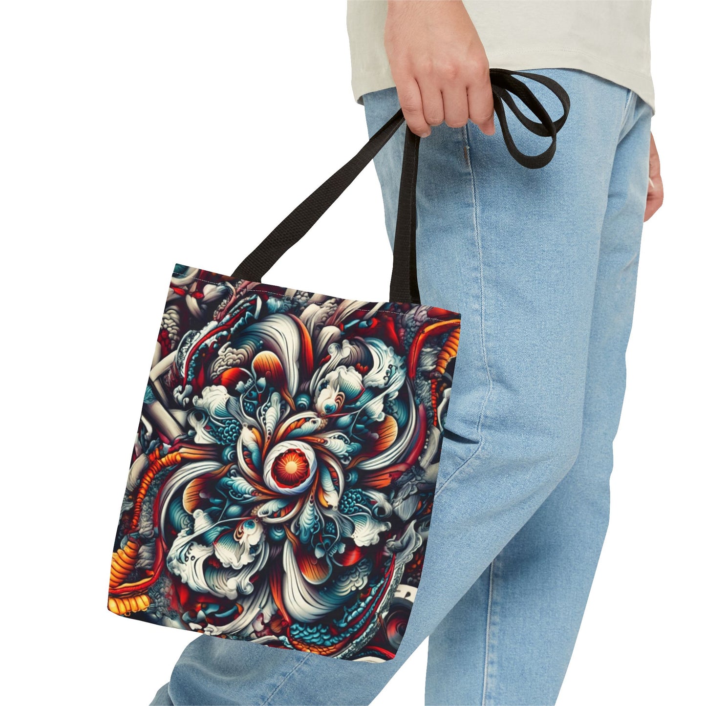 Artistic Tote Bag, Colorful Flower Design, Boho Style, Everyday Use, Eco-Friendly Gift, Travel Accessory