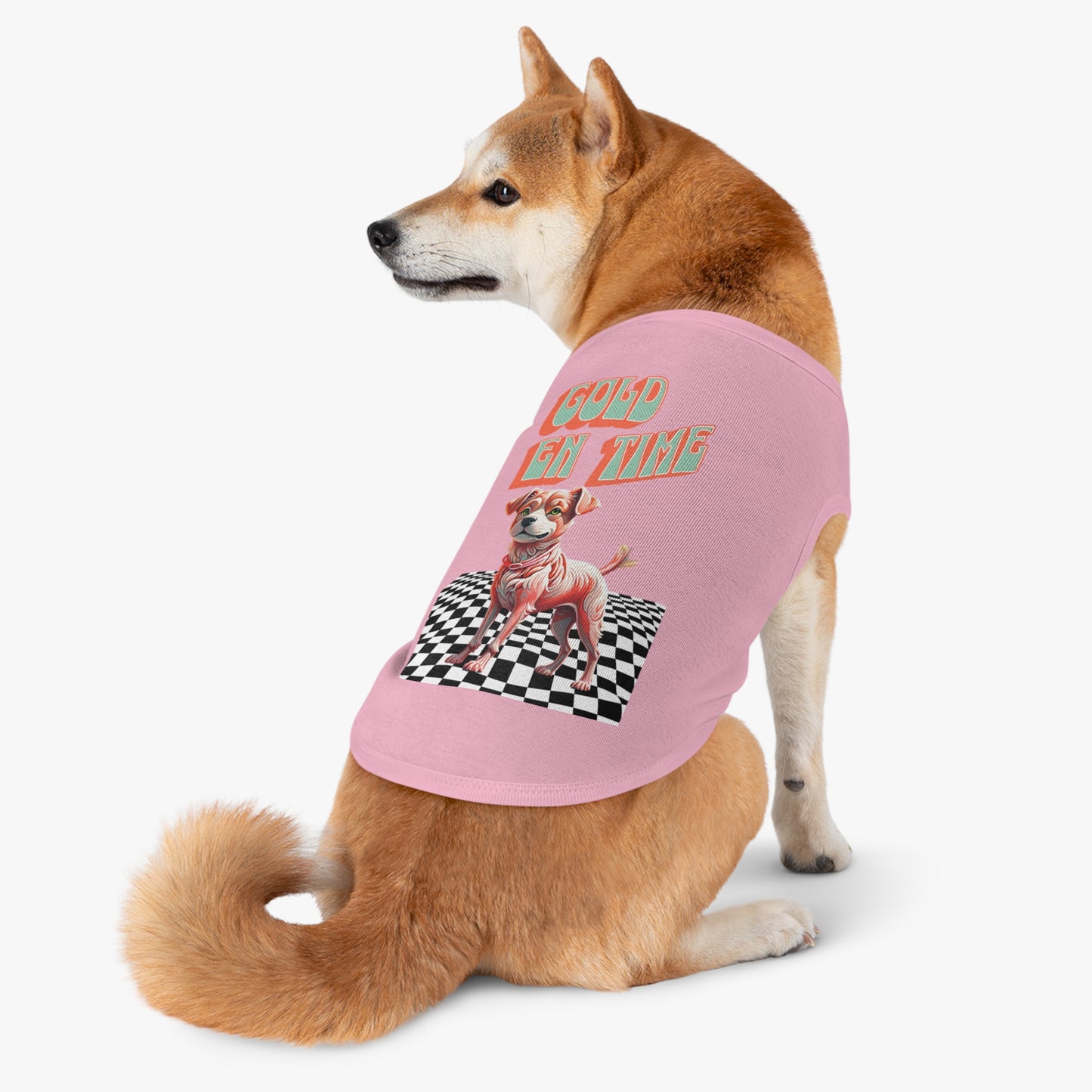 Playful Pet Tank Top - 'Gold en Time', Dog Summer Wear, Cute Pet Clothing, Dog Lover Gift, Fun Pet Apparel