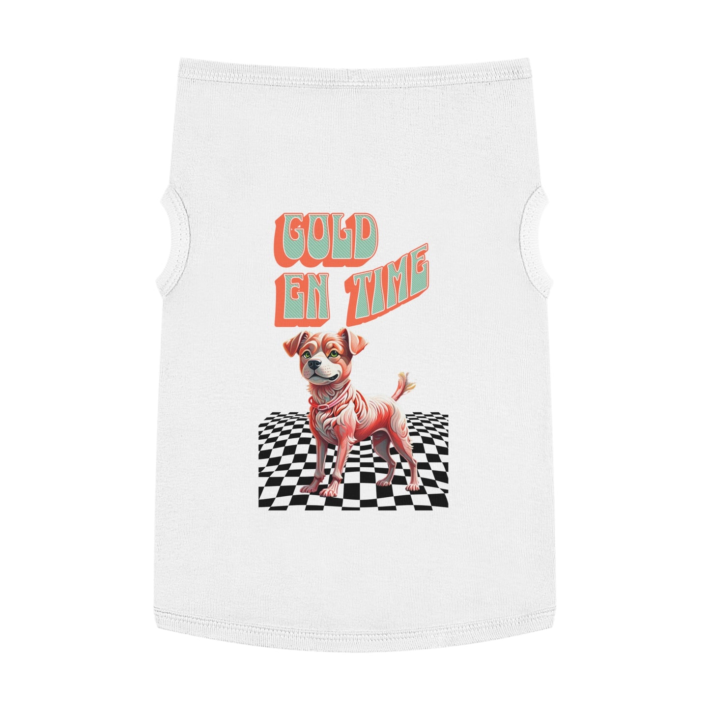 Playful Pet Tank Top - 'Gold en Time', Dog Summer Wear, Cute Pet Clothing, Dog Lover Gift, Fun Pet Apparel