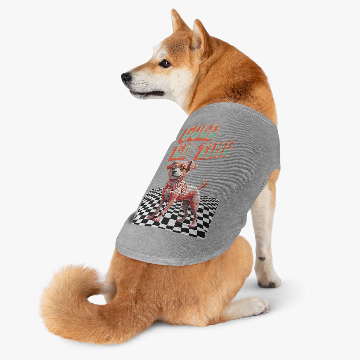 Playful Pet Tank Top - 'Gold en Time', Dog Summer Wear, Cute Pet Clothing, Dog Lover Gift, Fun Pet Apparel