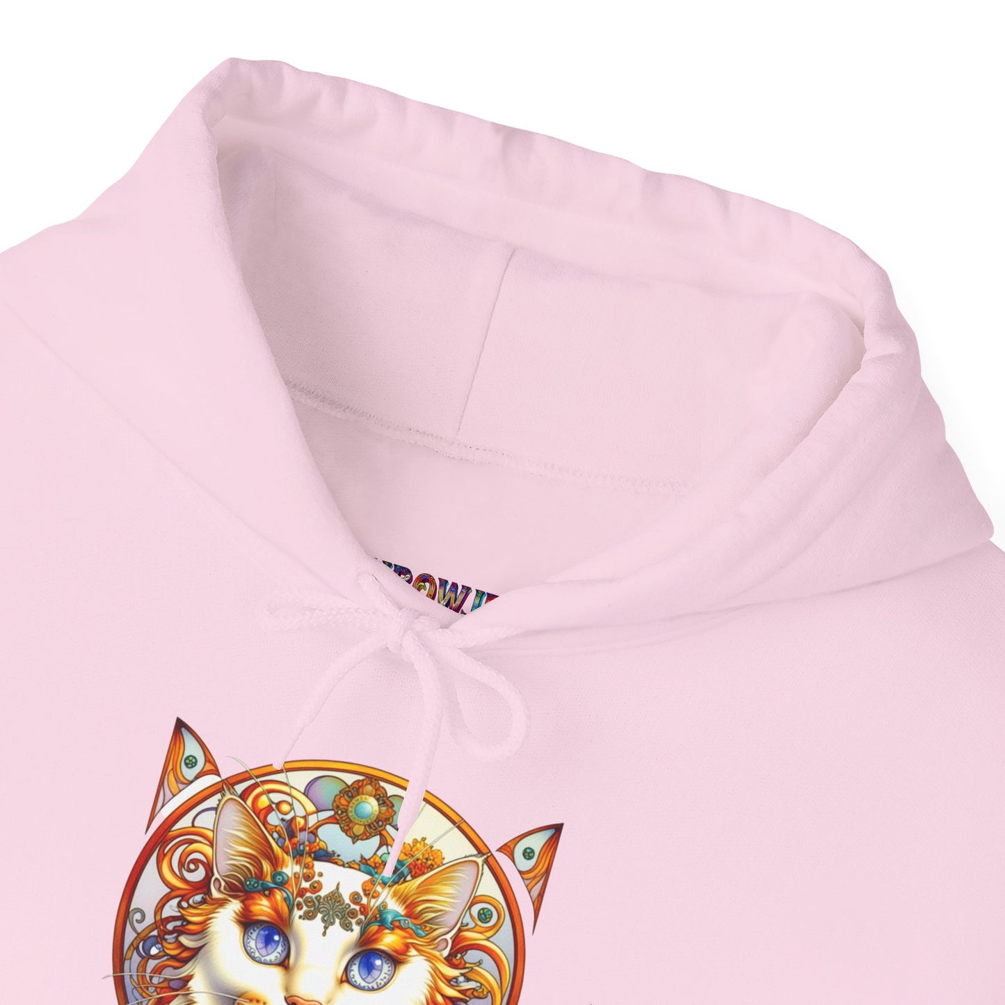 Whimsical Cat Hoodie, Cozy Animal Sweatshirt, Unique Gift for Cat Lovers, Warm Apparel for Any Occasion, Illustrated Cat Design