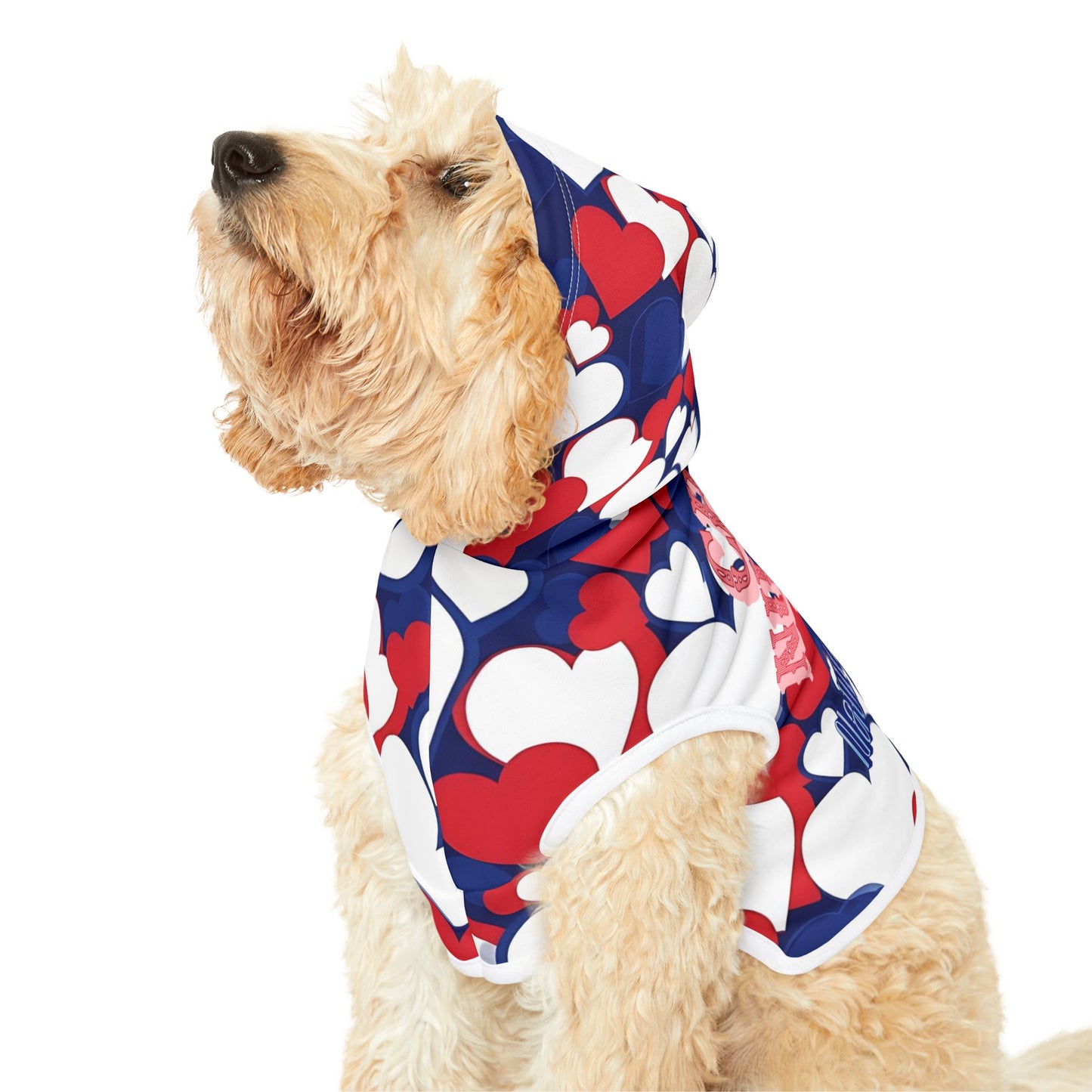 Adorable Heart Print Pet Hoodie for Dogs, Cozy Canine Apparel, Gift for Pet Lovers, Perfect for Holidays & Events, Stylish Dog Clothing