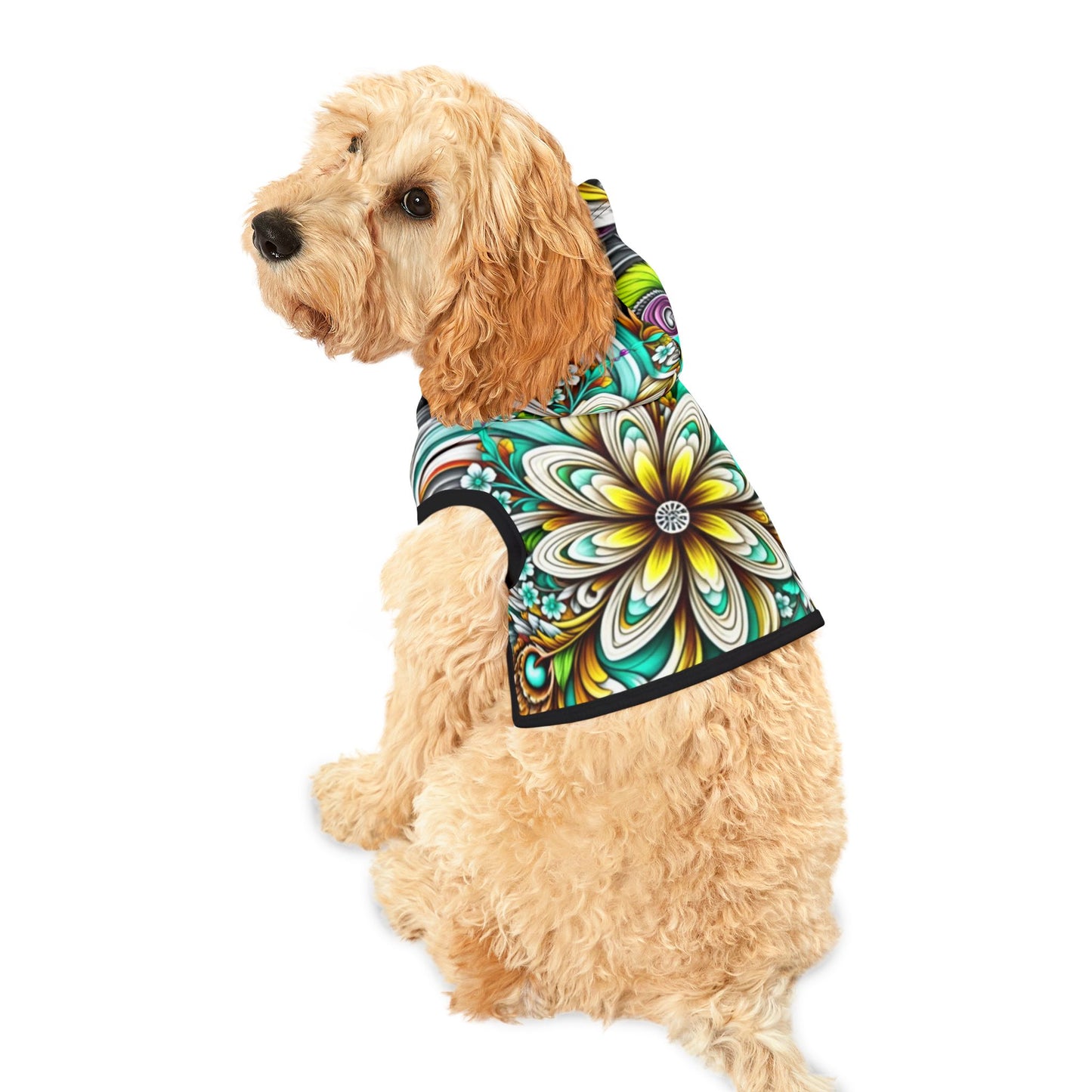 Colorful Pet Hoodie for Stylish Dogs, Dog Fashion, Pet Apparel, Floral Print, Unique Pet Gift