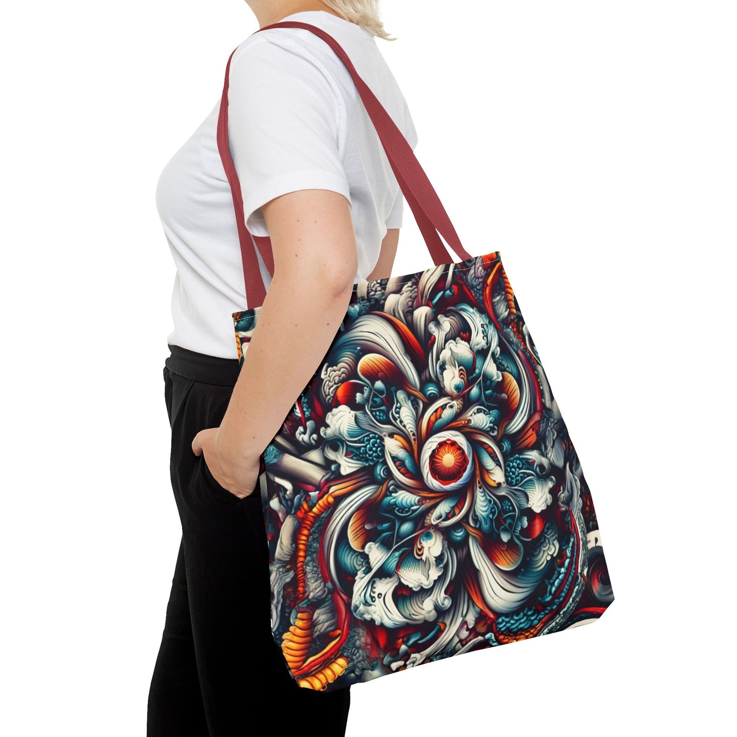 Artistic Tote Bag, Colorful Flower Design, Boho Style, Everyday Use, Eco-Friendly Gift, Travel Accessory