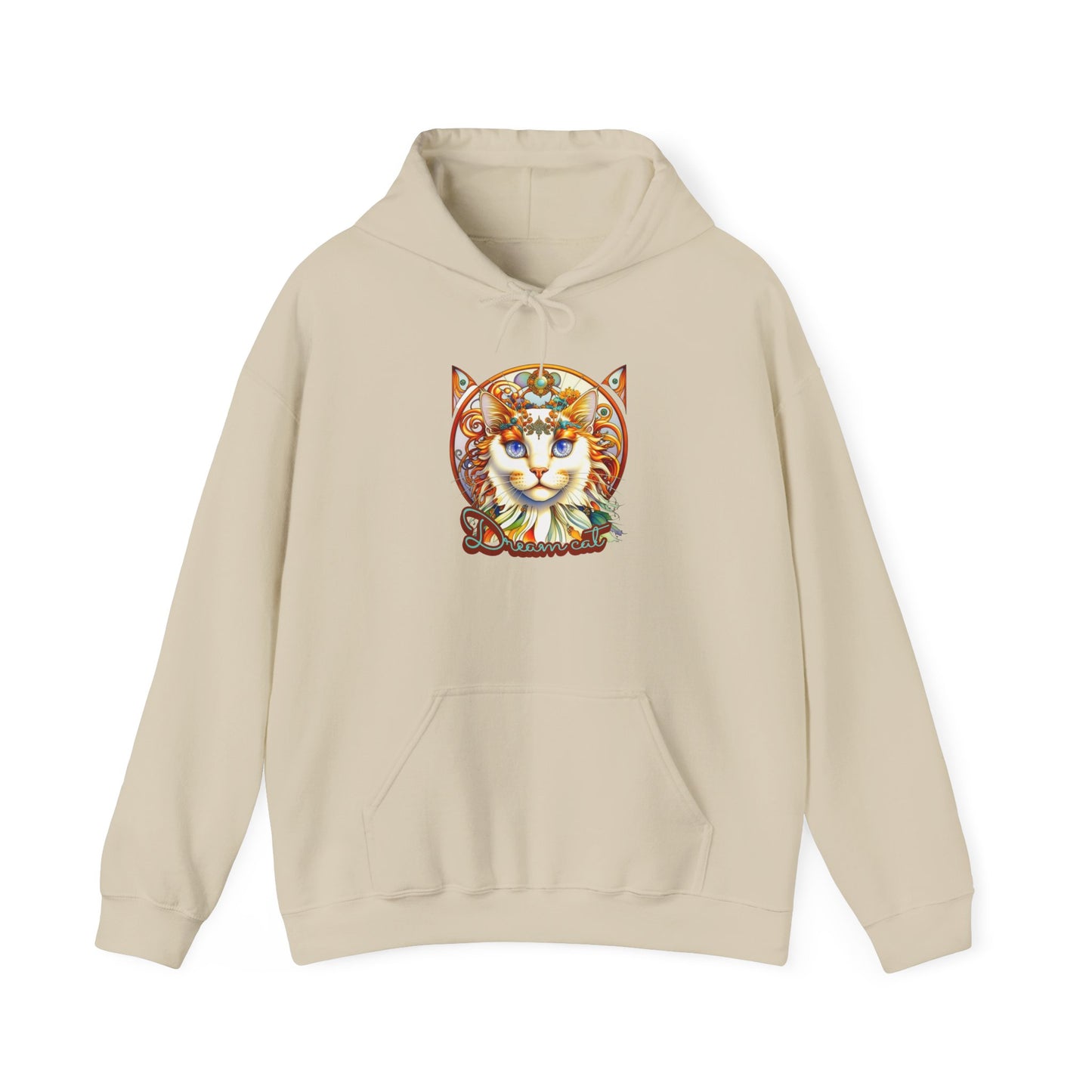 Whimsical Cat Hoodie, Cozy Animal Sweatshirt, Unique Gift for Cat Lovers, Warm Apparel for Any Occasion, Illustrated Cat Design