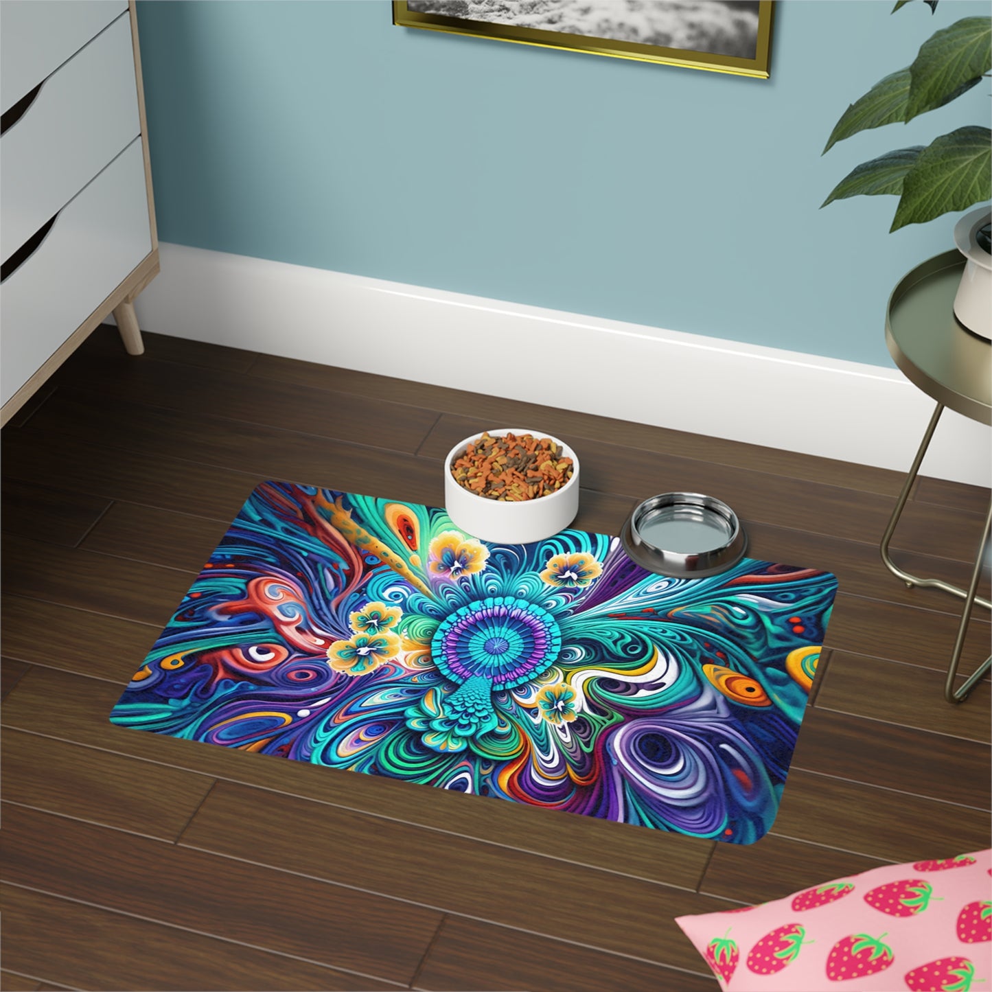 Colorful Pet Food Mat - Artistic Non-Slip Dog Bowl Place Mat, Cat Feeding Mat, Washable Pet Care, Dog Accessories, Gift for Pet Lovers