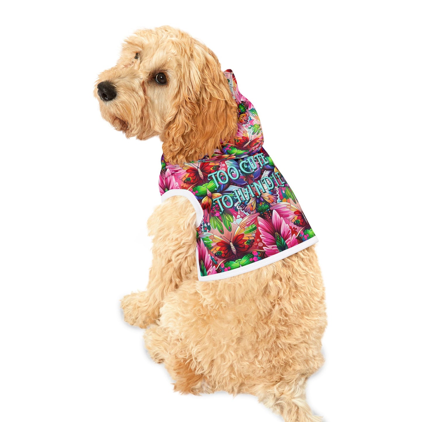 Vibrant Floral Pet Hoodie - Too Cute to Handle, Dog Apparel, Stylish Pet Clothing, Warm Hoodie for Pets, Unique Dog Gifts