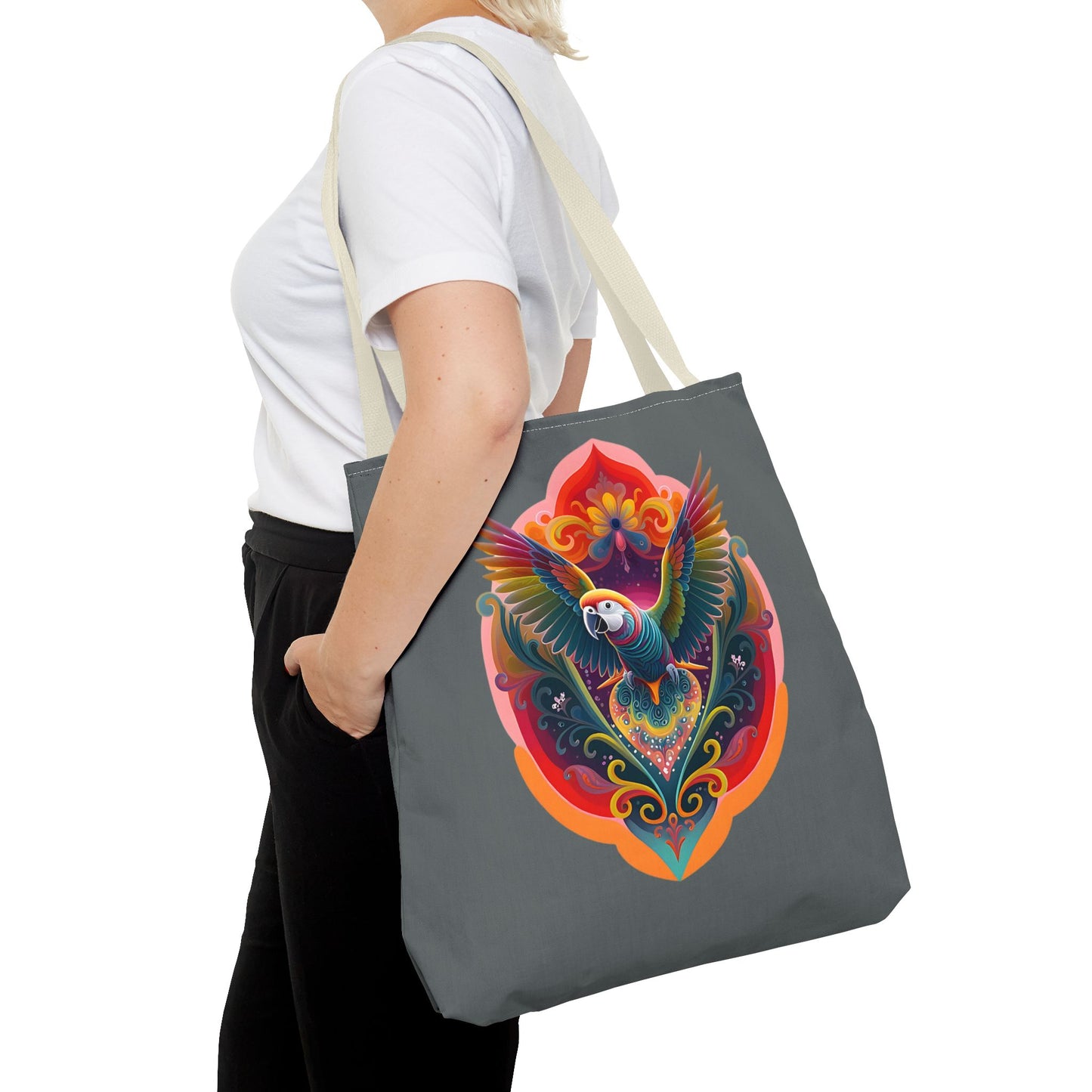 Colorful Parrot Tote Bag | Eco-Friendly Shopping Bag, Beach Tote, Art Print Bag, Gift for Bird Lovers, Fun Everyday Use