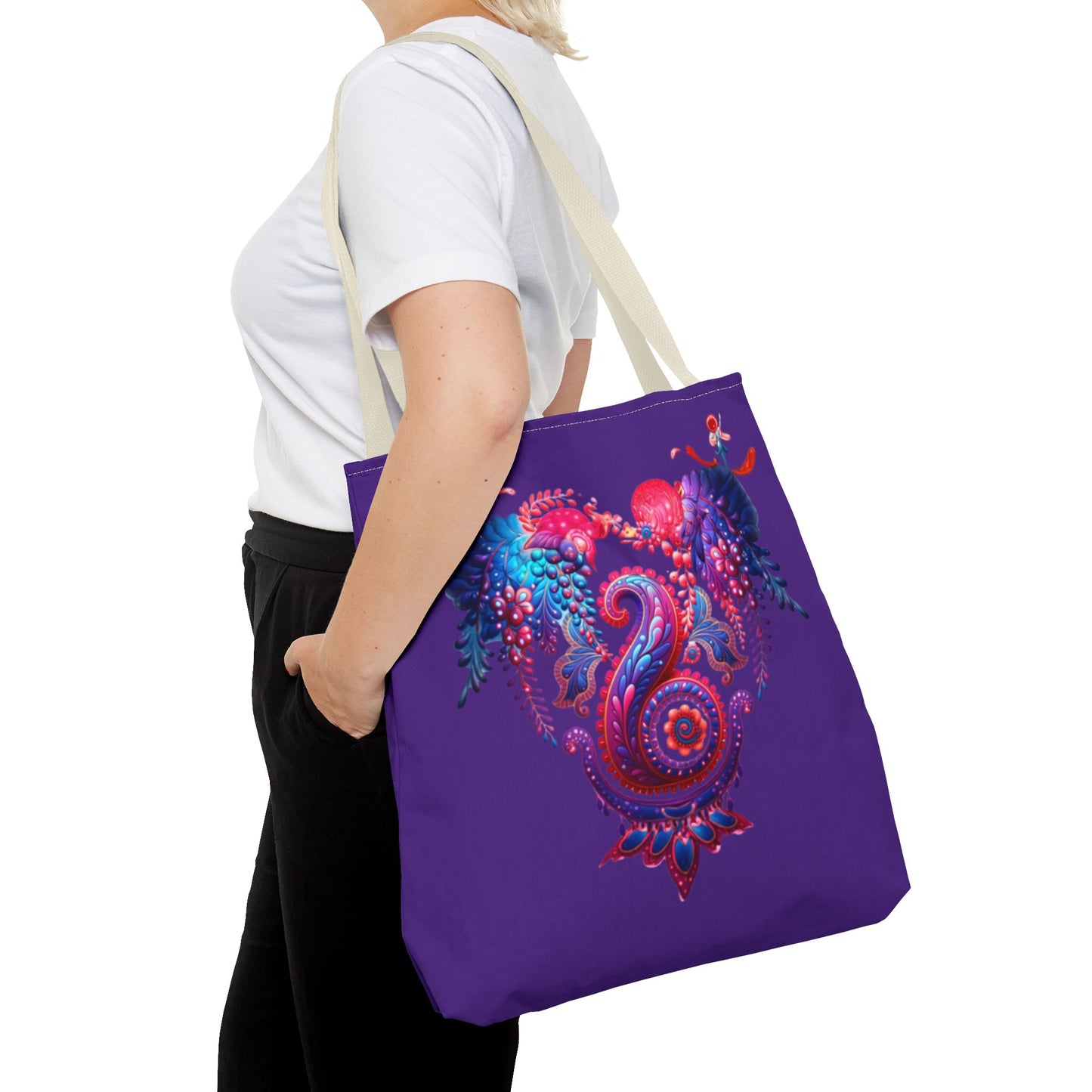Vibrant Bohemian Tote Bag, Colorful Shopping Bag, Artistic Beach Tote, Eco-Friendly Canvas Bag, Gifts for Art Lovers, Festival Essential