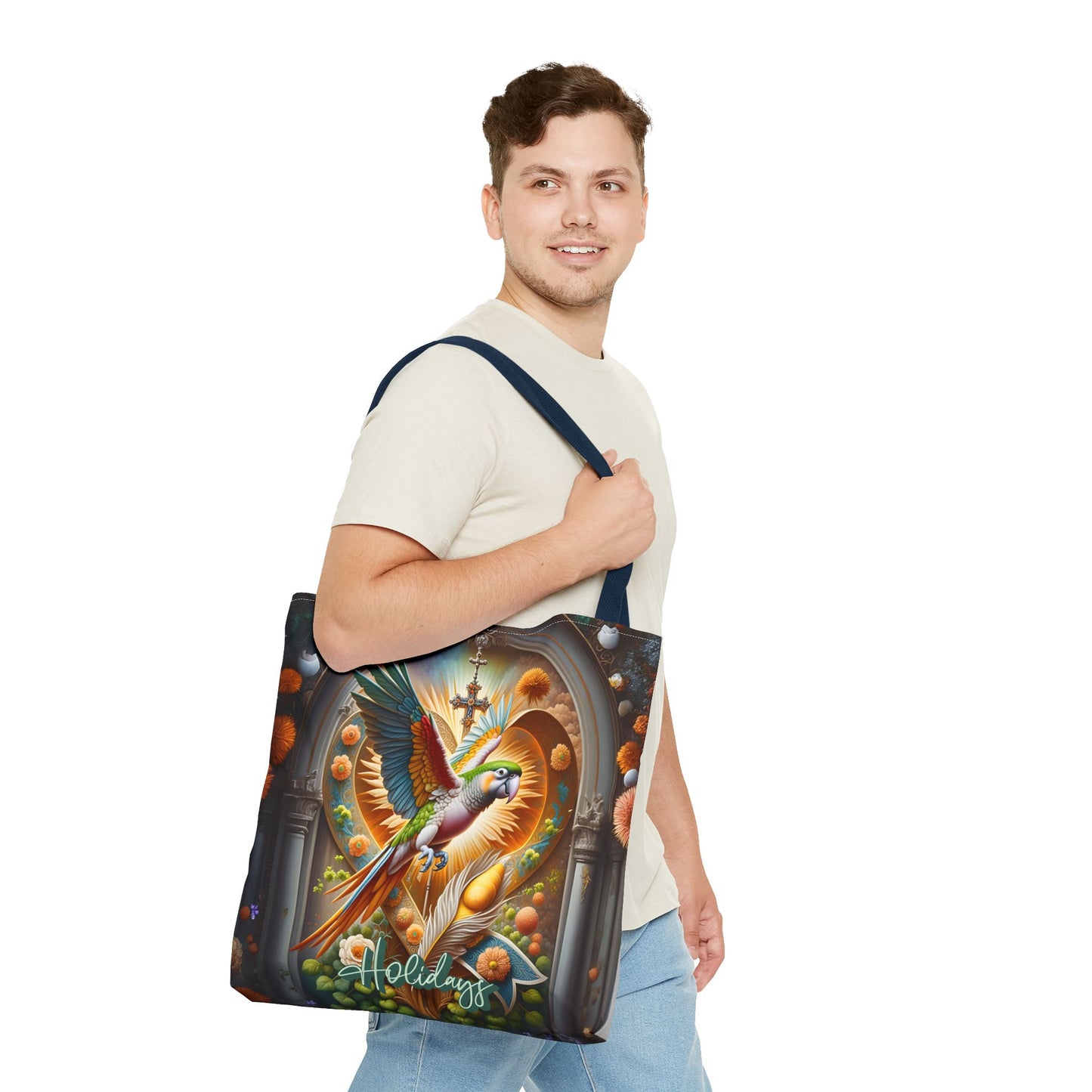 Vibrant Holiday Tote Bag, Eco-Friendly Shopping Bag, Bird Design Tote, Gift for Nature Lovers, Everyday Carryall, Travel Accessory