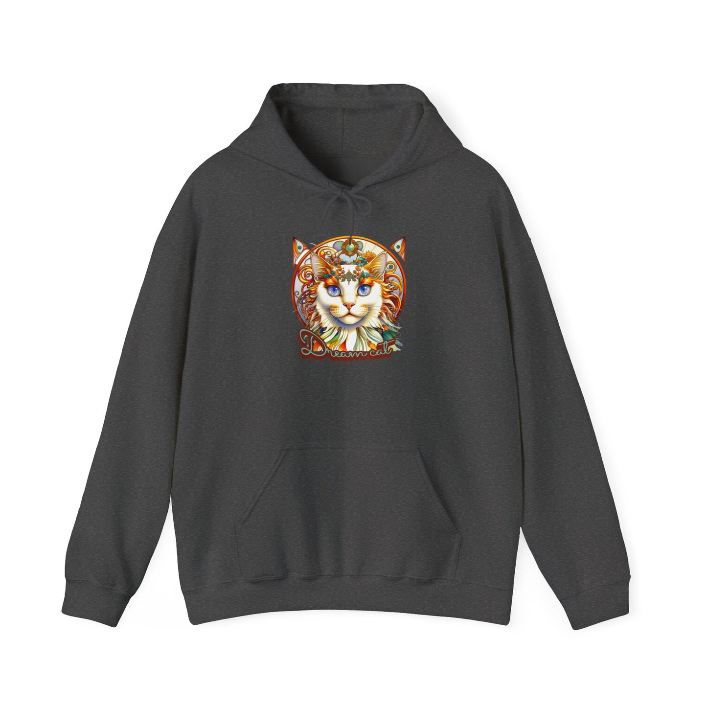 Whimsical Cat Hoodie, Cozy Animal Sweatshirt, Unique Gift for Cat Lovers, Warm Apparel for Any Occasion, Illustrated Cat Design