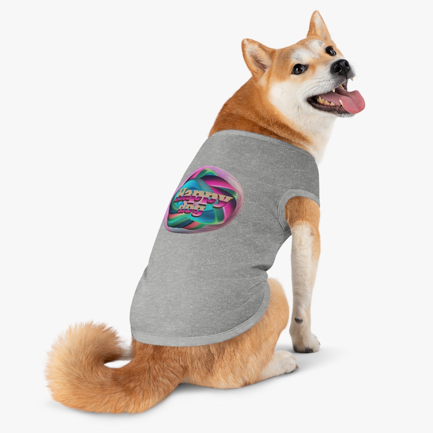 Happy Dog Pet Tank Top, Cute Dog Apparel, Dog Lover Gift, Summer Pet Clothing, Stylish Puppy Shirt