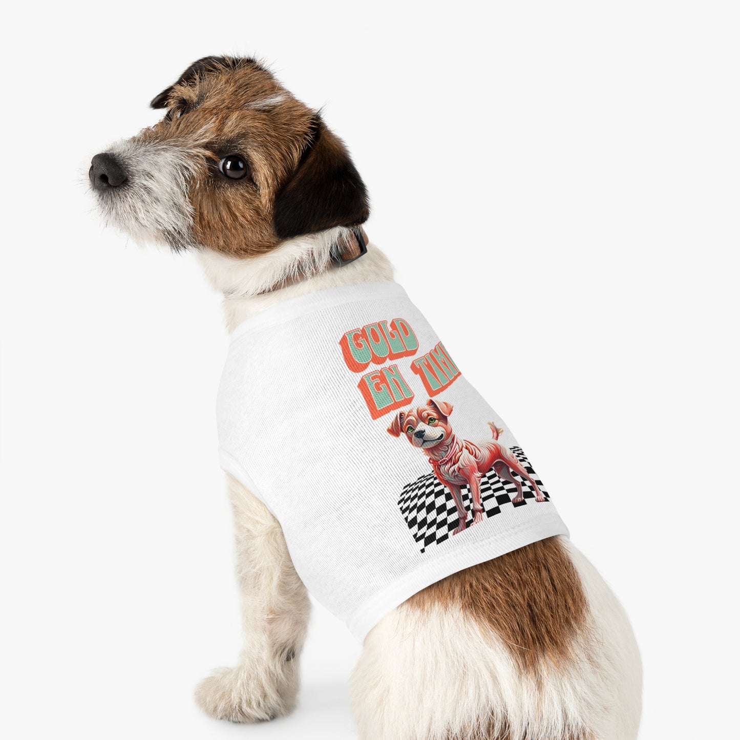 Playful Pet Tank Top - 'Gold en Time', Dog Summer Wear, Cute Pet Clothing, Dog Lover Gift, Fun Pet Apparel