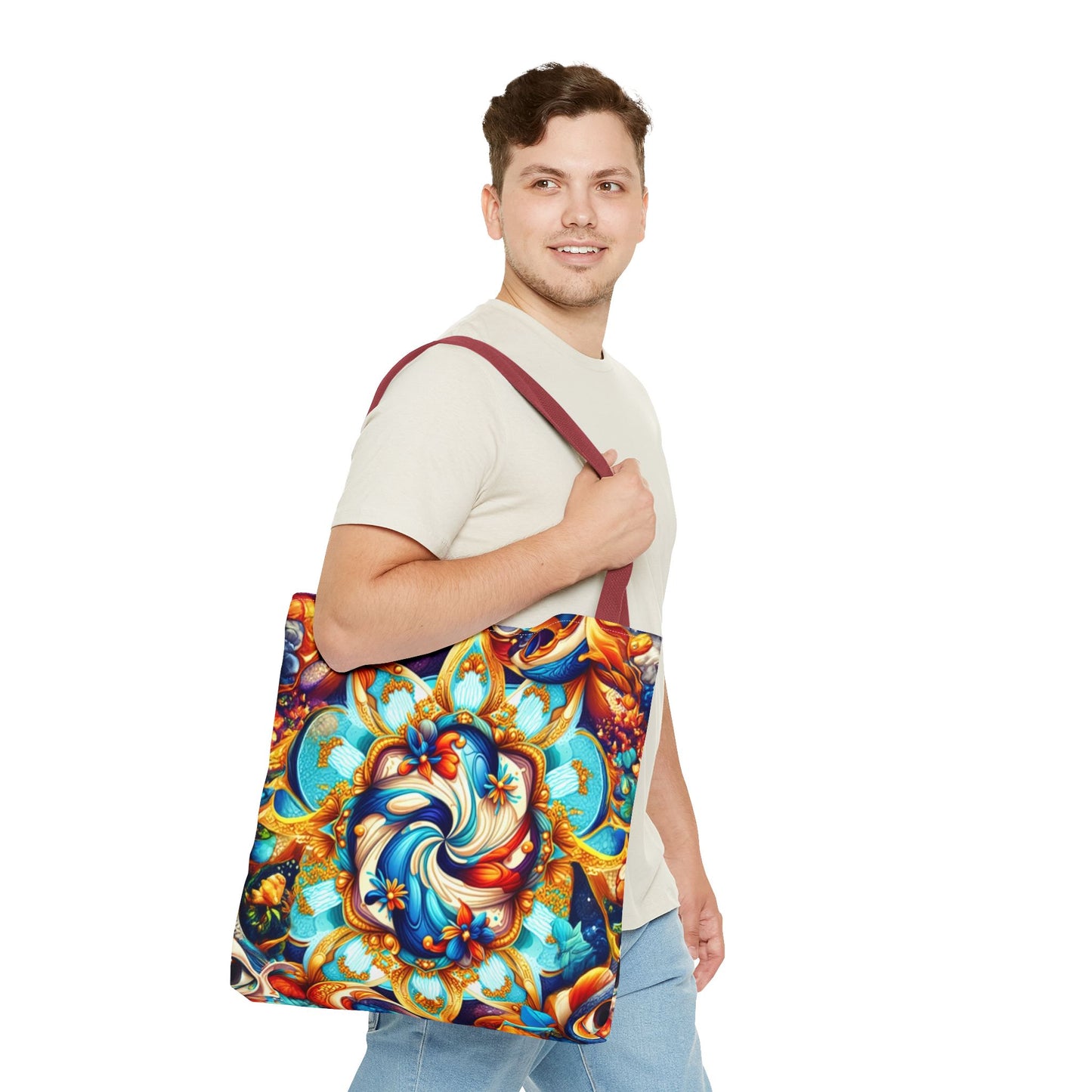 Vibrant Floral Tote Bag – Stylish Reusable Shopping Bag, Boho Beach Tote, Eco-Friendly Gift, Art-Inspired Carry-All