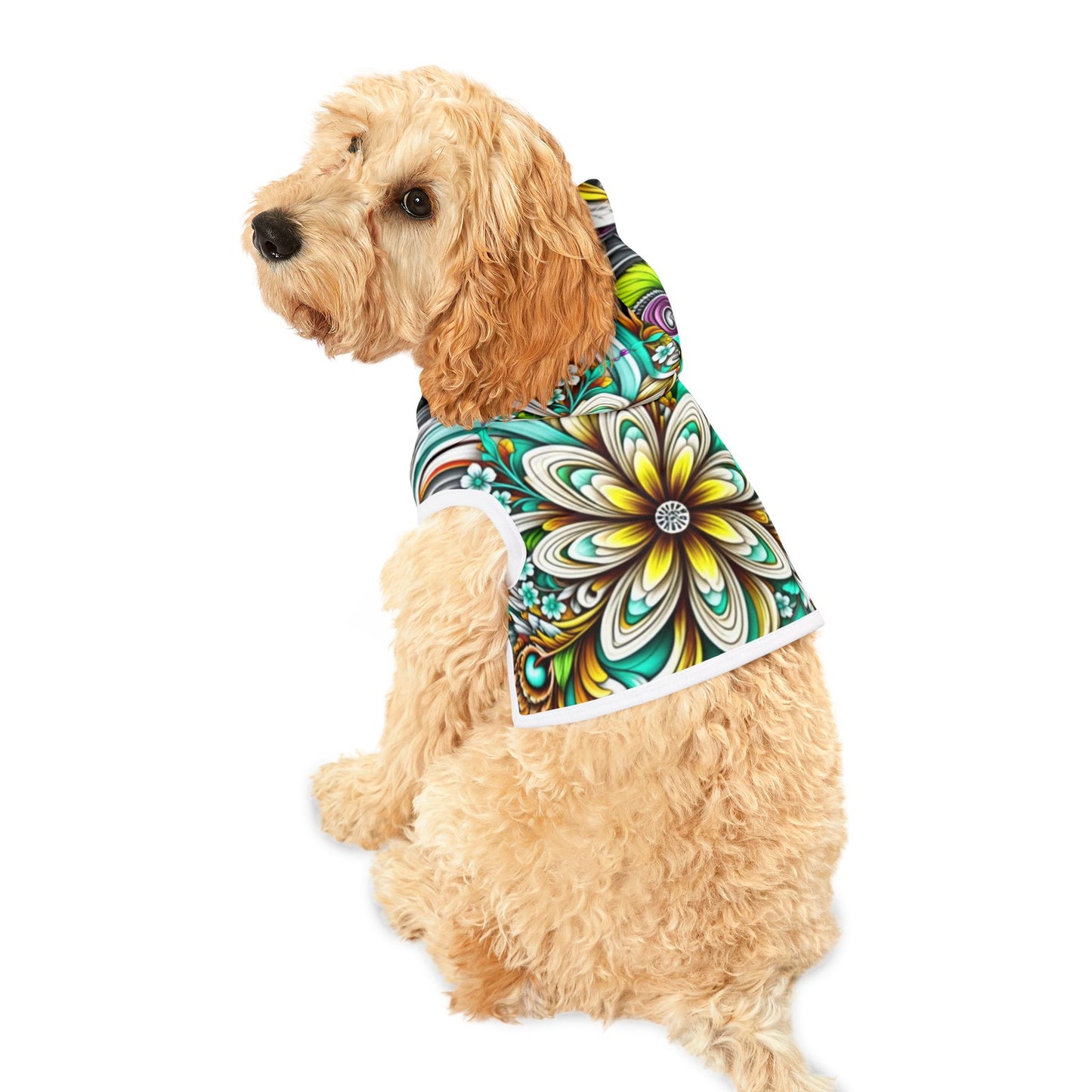 Colorful Pet Hoodie for Stylish Dogs, Dog Fashion, Pet Apparel, Floral Print, Unique Pet Gift