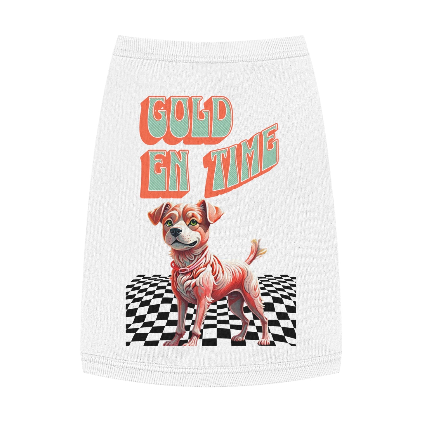 Playful Pet Tank Top - 'Gold en Time', Dog Summer Wear, Cute Pet Clothing, Dog Lover Gift, Fun Pet Apparel