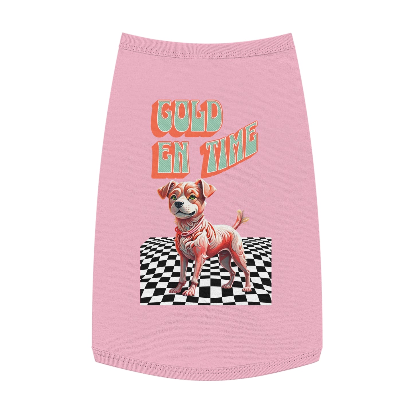 Playful Pet Tank Top - 'Gold en Time', Dog Summer Wear, Cute Pet Clothing, Dog Lover Gift, Fun Pet Apparel