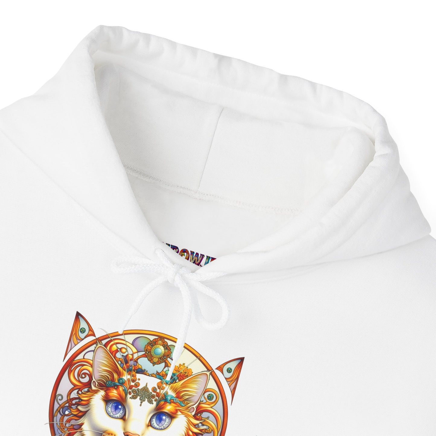 Whimsical Cat Hoodie, Cozy Animal Sweatshirt, Unique Gift for Cat Lovers, Warm Apparel for Any Occasion, Illustrated Cat Design