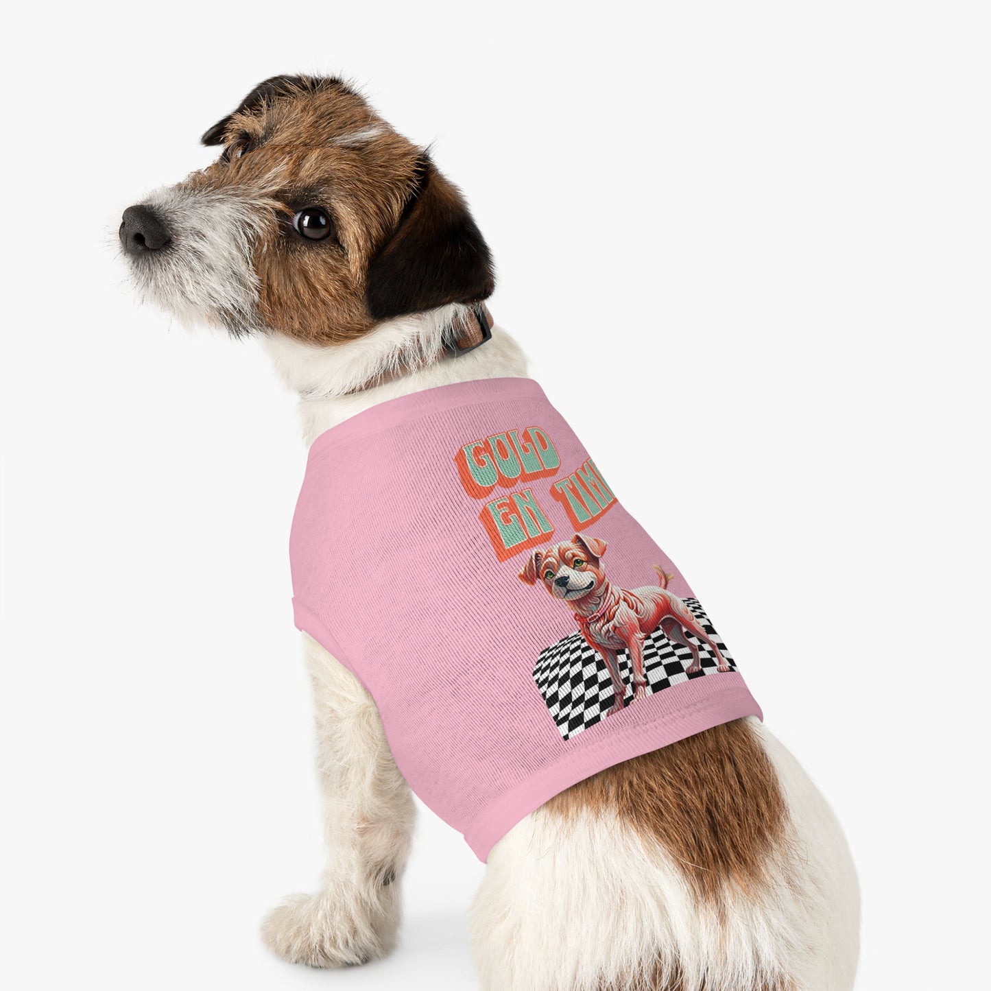 Playful Pet Tank Top - 'Gold en Time', Dog Summer Wear, Cute Pet Clothing, Dog Lover Gift, Fun Pet Apparel
