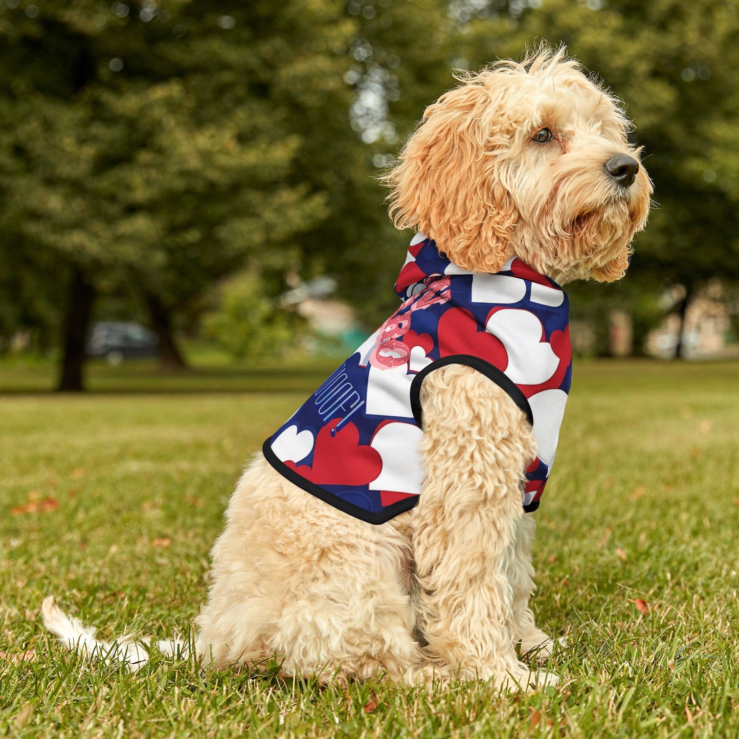 Adorable Heart Print Pet Hoodie for Dogs, Cozy Canine Apparel, Gift for Pet Lovers, Perfect for Holidays & Events, Stylish Dog Clothing