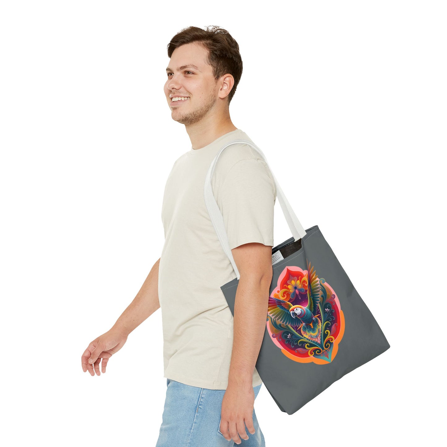 Colorful Parrot Tote Bag | Eco-Friendly Shopping Bag, Beach Tote, Art Print Bag, Gift for Bird Lovers, Fun Everyday Use